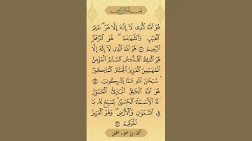 أواخر سورة الحشر ـ تلاوة خاشعة تفيض جمالاً بصوت القارئ #علاء_عقل #قرآن #قران_كريم