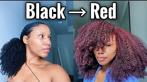 DYEING MY NATURAL HAIR FROM BLUE/BLACK TO RED | NO BLEACH