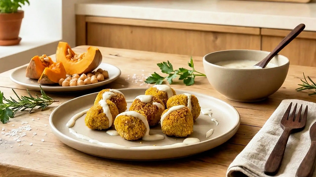 Crispy Pumpkin and Chickpea Veggie Bites Baked