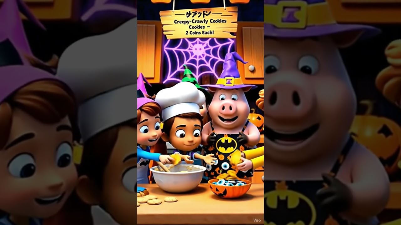 Mr. Pig & Little B: The Spider Cookie Sale | Fun Halloween |Kids videos #shorts #cocomelon