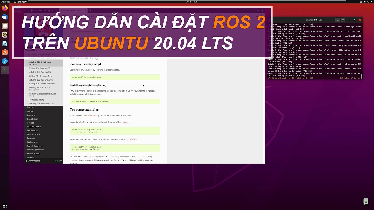 Bài 1 - Hướng dẫn cài đặt ROS 2 trên Ubuntu 20.04 LTS - YouTube