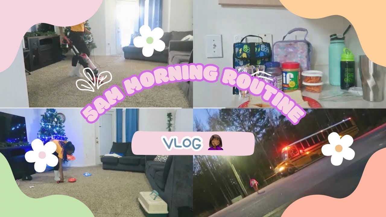 VLOG | 5am Morning Routine | 5am - 7am | Packing Lunch | Morning Clean with Me | Bus Stop