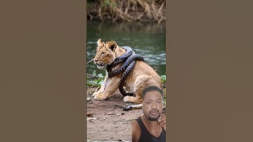 The lion gave up on the python #shorts @rijwanreaction2.0