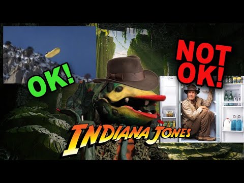 Indiana Jones Inflatable Pool Raft Indiana Jones: NUKING THE FRIDGE vs THE LIFE RAFT PARACHUTE - YouTube