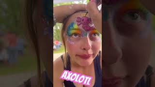 Axolotl Transformation: Mesmerizing Face Painting Tutorial! #Shorts #Axolotl #Facepainting #Makeup