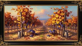 2 Hours Classical Autumn Vineyard Oil Painting with Ornate Museum Frame | Luxury 4K Art Visual 🍂✨