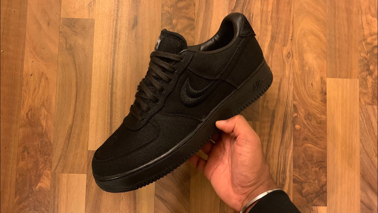 Nike X Stussy Air Force 1 Black | Unboxing + on feet - YouTube