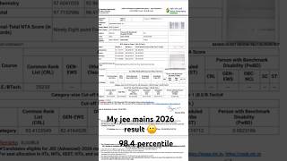 my jee mains result | 98.4 percentile | jee mains |