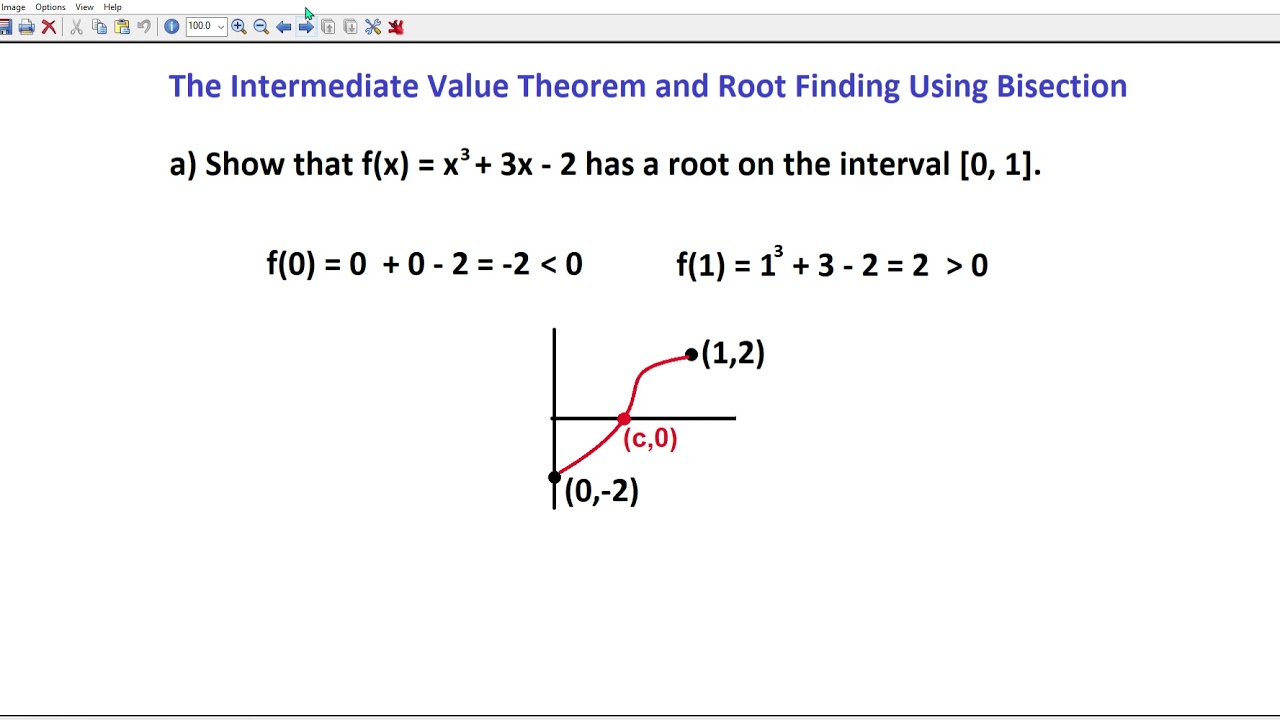 Root finding using the Intermediate Value Theorem and bisection - YouTube