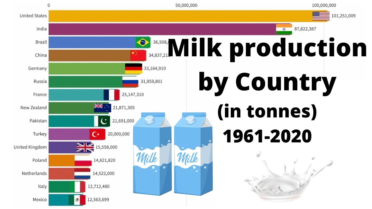 Milk Production By Country From 1961 To 2020 Youtube