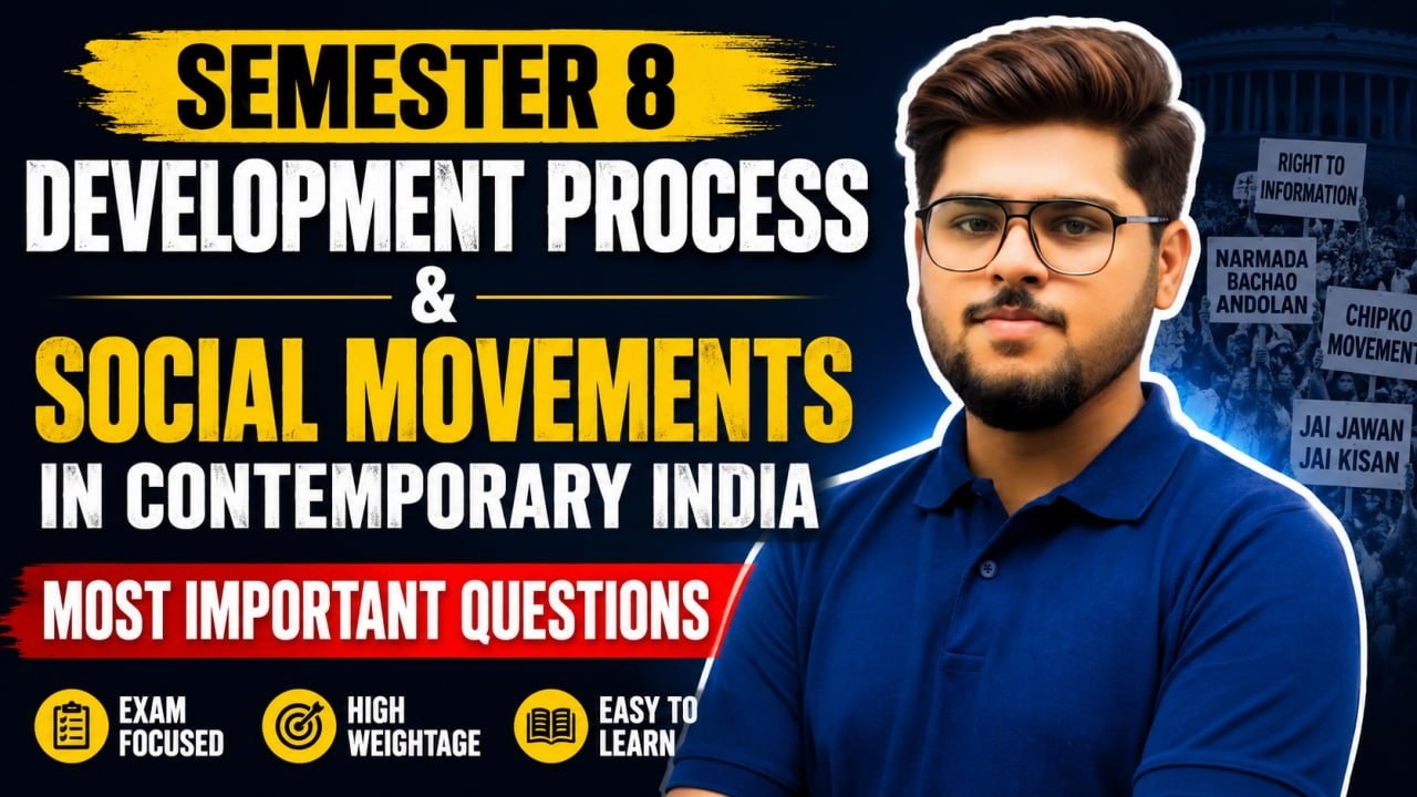 Development Process and Social Movements in Contemporary India  Important Questions English medium