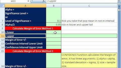 Excel Statistics 80: Confidence Interval Sigma Known