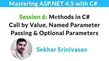 #6: Methods in C# | Call By Value | Named Parameters Passing | Optional Parameters