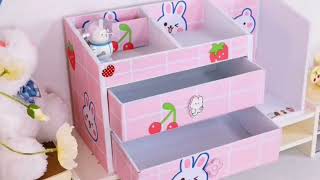 اصنعي بنفسك منظمات للمكتب للمكياج للادوات من الكرتون باقل تكلفة افكار✨#diy_storage_box #2