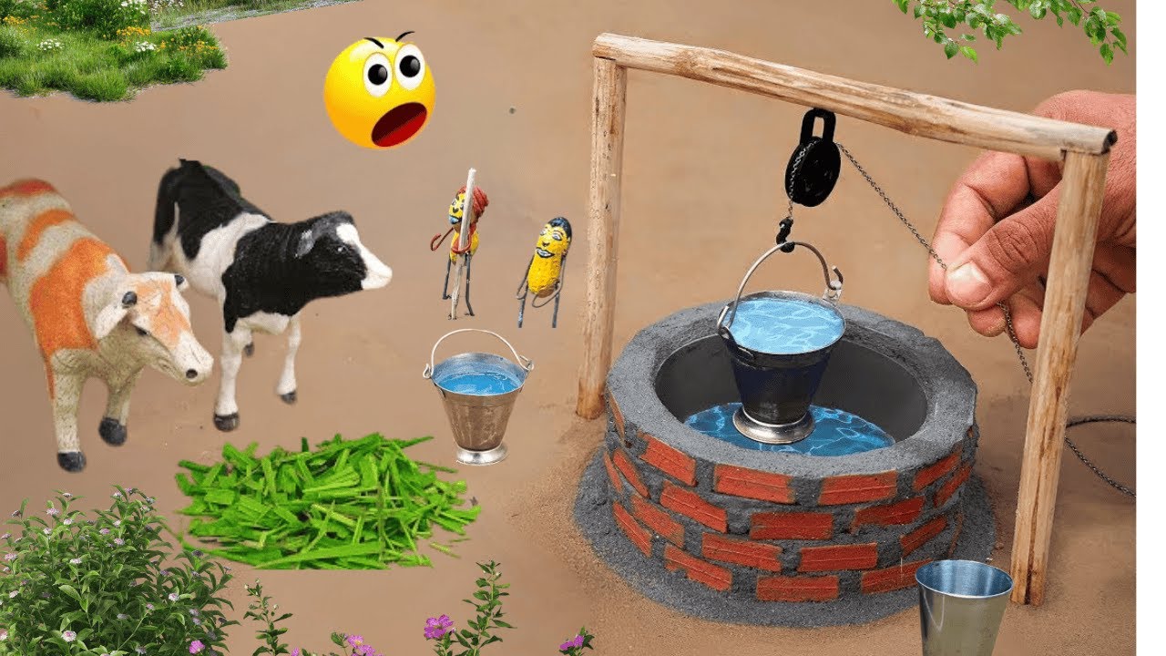 diy tractor making bricks well for water science project | ‪water pump diesel engine