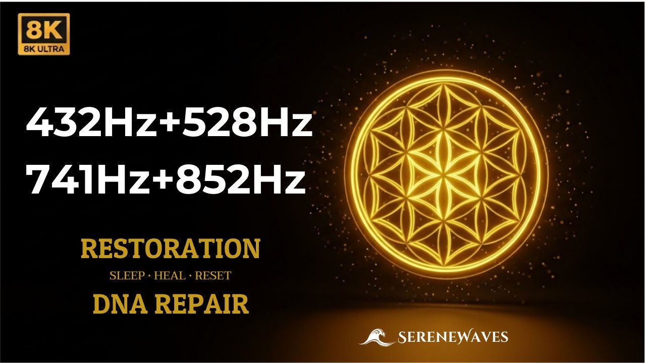 432Hz + 528Hz + 741Hz + 852Hz | Deep Sleep Miracle: Full Body Restoration & Cellular Healing