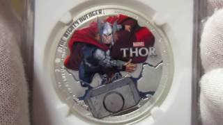 2014 Niue Thor Colorized Avengers $2 Niue 1oz .999 Silver Marvel Comics Avengers Coin Collecting