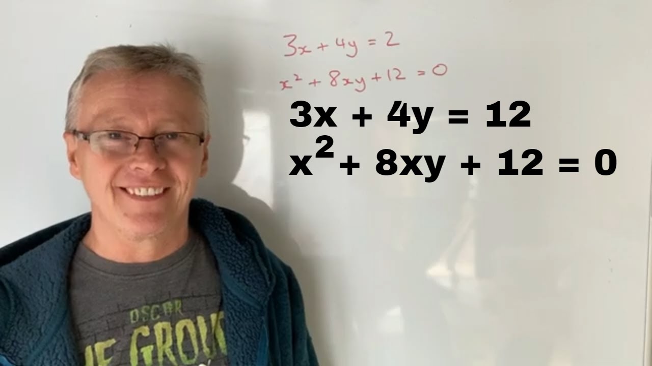 Solve The Simultaneous Equations By Substitution 3x 4y 2 X 2 8xy 12 0 Youtube