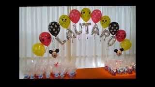 Ambientacion  con globos de MICKEY.Curso de decoración con globos