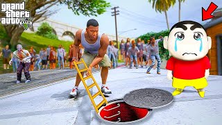 Shin Chan & Franklin Surviving a Biggest Zombie Attack in GTA 5 in Telugu!