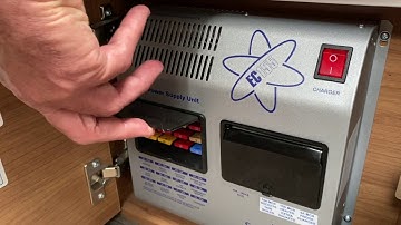 How to use a power supply unit demonstrated in an Autotrail V line motorhome