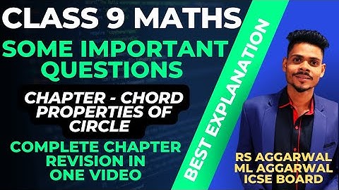 Class 9 maths|important questions|chord properties of circle|rs and lm aggarwal icse maths one shot