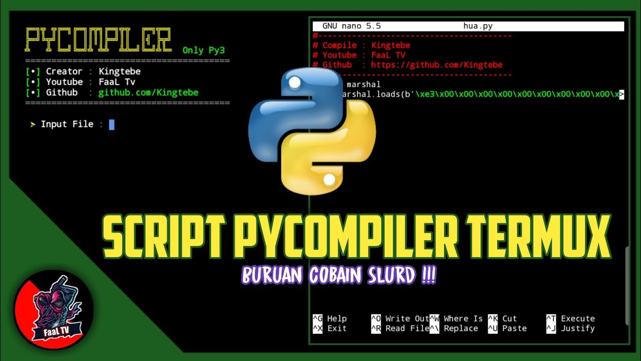 Install Python on Termux. Encrypted script. Encrypt script