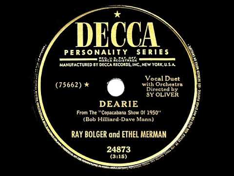 Regardez 1950 HITS ARCHIVE: Dearie - Ray Bolger & Ethel Merman sur YouTube Regardez 1950 HITS ARCHIVE: Dearie - Ray Bolger & Ethel Merman sur YouTube