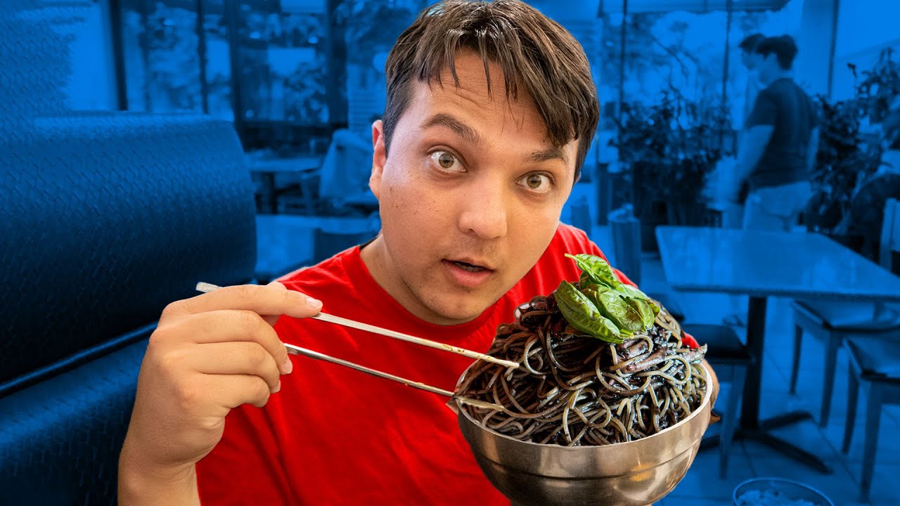 Eating Weird Asian Black Noodles