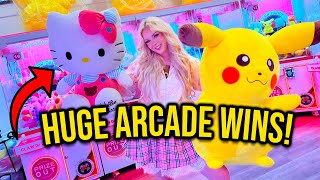PLAYING EVERY CLAW MACHINE AT THIS HUGE ARCADE!! (*I won the biggest prizes!*)