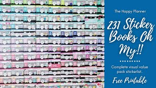 231 Sticker Books Oh My!!! | Complete Visual of Value Packs | The Happy Planner | Free Printable