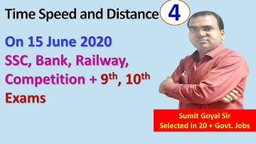 Time Speed and Distance Part 4 Video Number 1 Live Sumit Goyal Sir at 4 PM on 15 June 2020