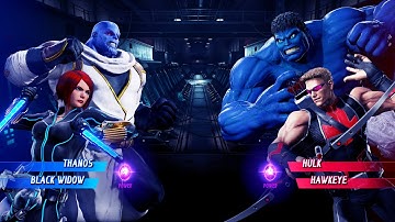 Thanos & Black Widow vs Hulk & Hawkeye (Very Hard) - Marvel vs Capcom | 4K UHD Gameplay