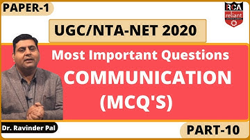 Part-10 | COMMUNICATION MCQs | UGC NTA NET June 2020 | Score Full Marks in Communication