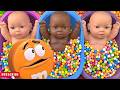M&amp;M's Magic Slime Challenge Can You Cut 3 Rainbow BathTubs Candy in 5 Minutes