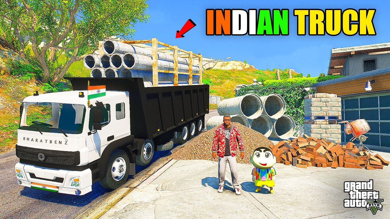 Franklin & Shinchan Buy Indian Bharat Benz Truck And Start Transport Business in GTA 5