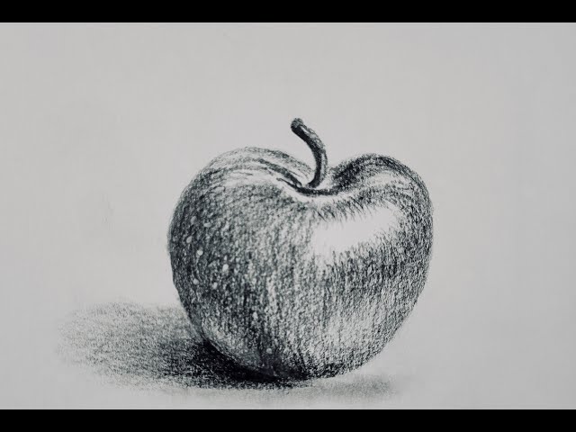 How to do Charcoal shading on paper I Simple shape of an Apple - YouTube