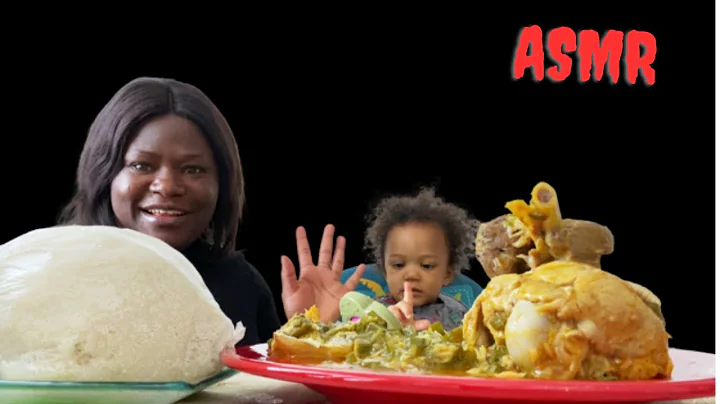 😋 ASMR MUKBANG OKRA SOUP WITH FUFU, LAMB MEAT, TRIPE AND FISH / NIGERIAN FOOD.