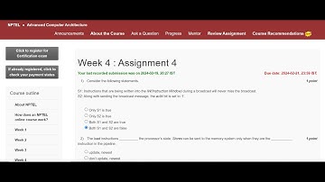 NPTEL Advanced Computer Architecture Week 4: Assignment 4(Jan-Apr 2024) #subscribe #like #comment