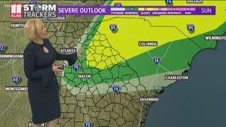 Storms weakening, moving out of east Georgia