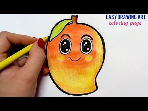 cute mango drawing & coloring page for kids || how to draw cute mango -  YouTube