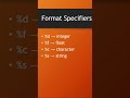 Format specifiers in c #shorts #btechstudents #coding