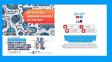 Locate my Library Workshop 1 (First Steps to Visibility: Listing Your Library on Google)