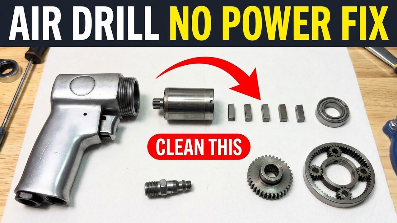 How To Repair A Pneumatic Drill With Low Power (Tool Only Exhausts