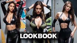 [4K] Beautiful Girl AI Lookbook 🖤 Black Jumpsuits for Women | Ashlee Shs