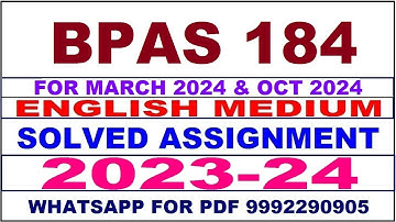 bpas 184 solved assignment 2023-24 | bpas 184 solved assignment in english 2024 | bpas 184 2024