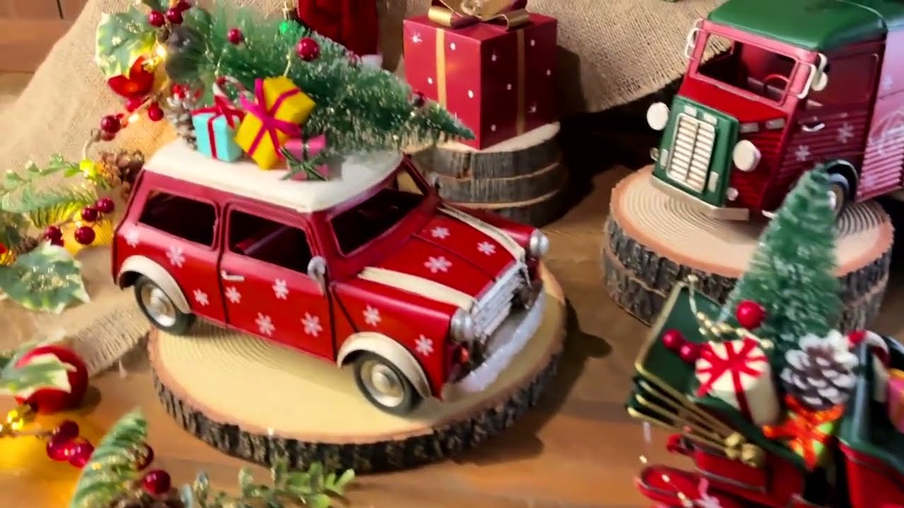 ブリキクリスマスカー バス 幅25.8cm