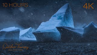A Moody Iceberg Blizzard with Ocean Waves | 10 Hours of Wind, Blowing Snow & Soothing Waves [4K] by Outdoor Therapy 8,516 views 1 month ago 10 hours, 10 minutes