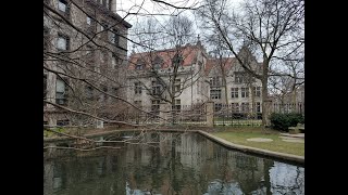 4K: A virtual walk around University of Chicago: Booth, Theological Seminary, duck pond, food trucks