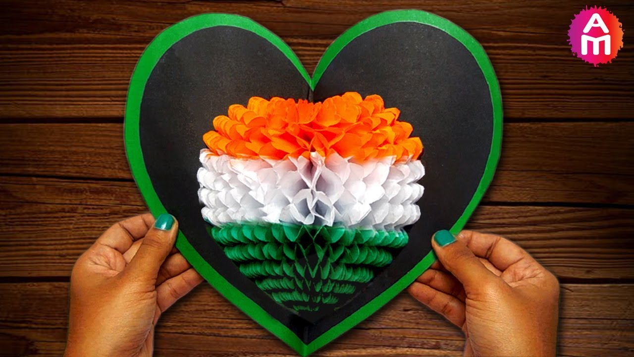 DIY 3D Heart Shape ️ Tricolour Pop Up Card | Independence Day ...